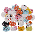 50pcs Assorted Cat Shape Wooden Flatback Buttons for Kids Crafts DIY 25mm