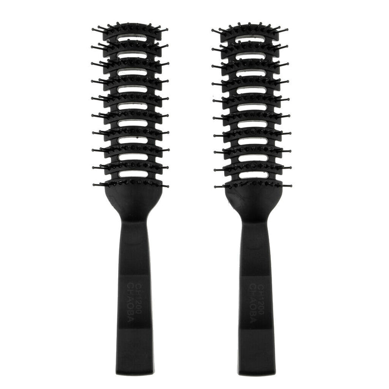 (Pack 2) 7.7'' Plastic Black Handle Ribs Hair Comb Brushes, Hair Comb for