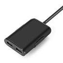 Quelima 4 Usb Port Car Charger 2.4A With 4.9Ft Extension Cord Cable For Bac