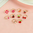 20Pcs Alloy Cartoon Rings Adjustable Colorful Lovely Party Favors Toys For Kids