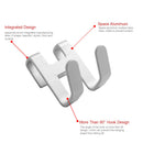 2pcs/pack Over The Glass Hanging Hook Dual Hanger Robe Bathroom Kitchen Towel