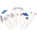72pcs Happy Birthday Cake Banner Flag Baby Girl Baby Shower Cake Food Picks