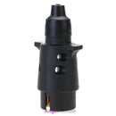 12V 7-Way Round Plastic RV Trailer Plug Connector Plug (Black)