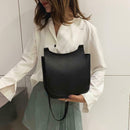 Solid Color Shoulder Handbags Leather Women Big Flap Crossbody Bags (Black)
