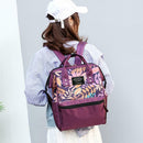 Tropical Plant Print Travel Big Backpacks Nylon Women School Bags (Purple)