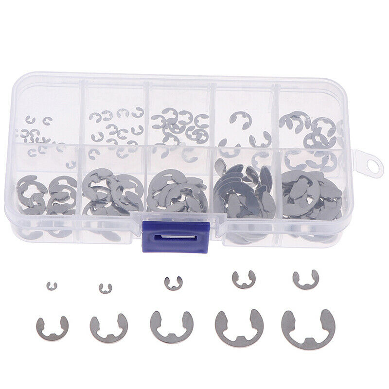 120Pcs/Box 304 Stainless Steel E-Clip Retaining Circlip Assortment Kit M1.5~ Gw
