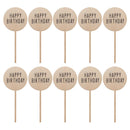 10pcs Happy Birthday Cake Topper Wooden Cupcake Topper Cake Decorations