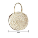 Simple Women Straw Big Round Handbag Tote Girl Circle Casual Beach Wristlet