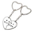 1Pair Hot Keychain Keyring BEST BITCHES Engraved Heart Golden Friendship Gift OZ