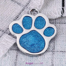Stainless Steel Glitter Custom Pet Dog Tag Engraved Feet Card(Blue)