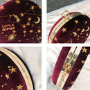 Starry Sky Circular Fashion Suede Shoulder Bag Chain Belt Women'S Crossbody B1F6