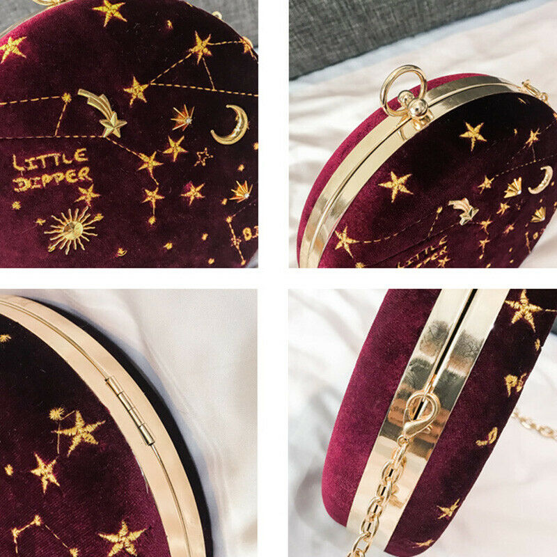 Starry Sky Circular Fashion Suede Shoulder Bag Chain Belt Women'S Crossbody B1F6