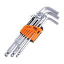9PCS Durable Reinforced Toughen Metric Ball Ended Hex Allen Key Wrench Set