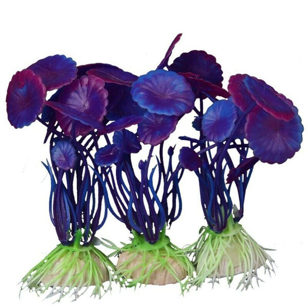 3 pcs Simulation Aquatic Plastic Plants Aquarium Ornament Jewelry Purple R2C6