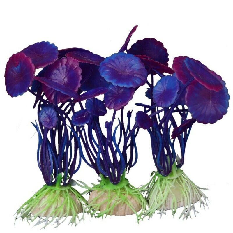 3 pcs Simulation Aquatic Plastic Plants Aquarium Ornament Jewelry Purple R2C6