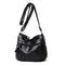 Fashion Messenger Bag Women Leather Multi Pocket Shoulder Handbag (Black)