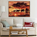 DIY Oil Painting By Numbers Elephants Landscape Drawing On Canvas Office Decor G