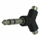 2x Audio Splitter 1 Stereo 6.35mm 1/4 inch Male Plug to 2 RCA Female Jack Y