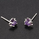Austrian Crystal Flower Stud Earrings for Women Purple