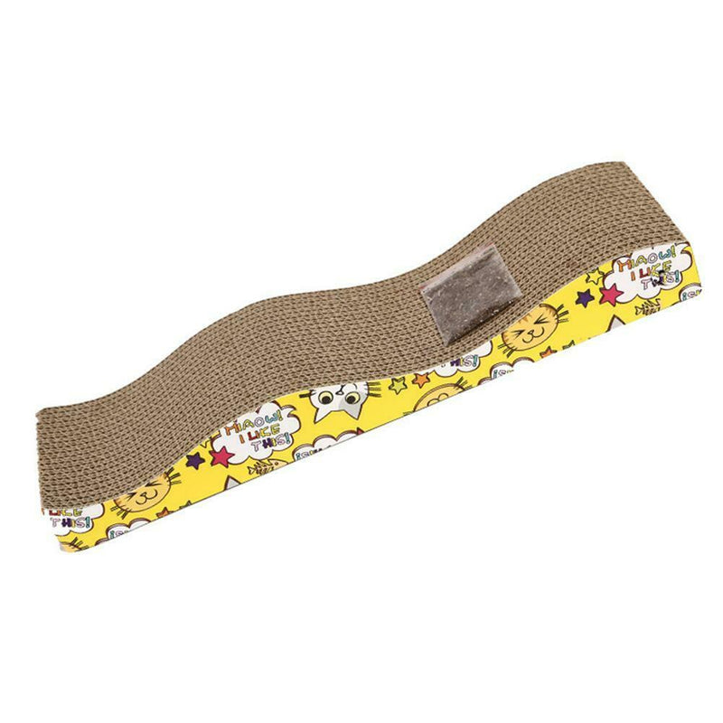Funny Pet Cats Toys Wave Shape Corrugated Paper Cat Scratch Board w/Catnip