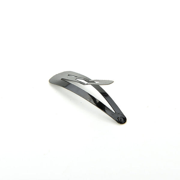 100 Pcs Stylish Black Metal Hair Clips Snap Girls Barrette Baby Hairpin@V