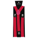 Rose-red Unisex Clip-on Suspenders Elastic Y-Shape Adjustable Braces V3H2