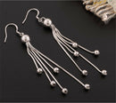 PopSilver Plated Earrings For Women Round Long Dangle Drop Earrings With Tassels