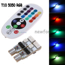 2pcs T10 6 SMD 5050 RGB LED Car Dome Reading Light Lamp Bulb12V +Remote Control