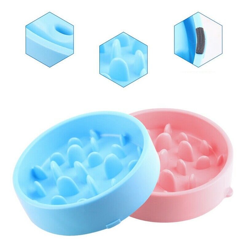 2Pcs Pet Dog Feeding Food Bowls Puppy Slow Down Eating Feeder Dish Bowel Pr