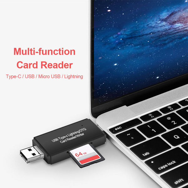 4 in 1 OTG Phone Adapter SD TF Card Reader Type-C USB Micro 8 Pin Dongle