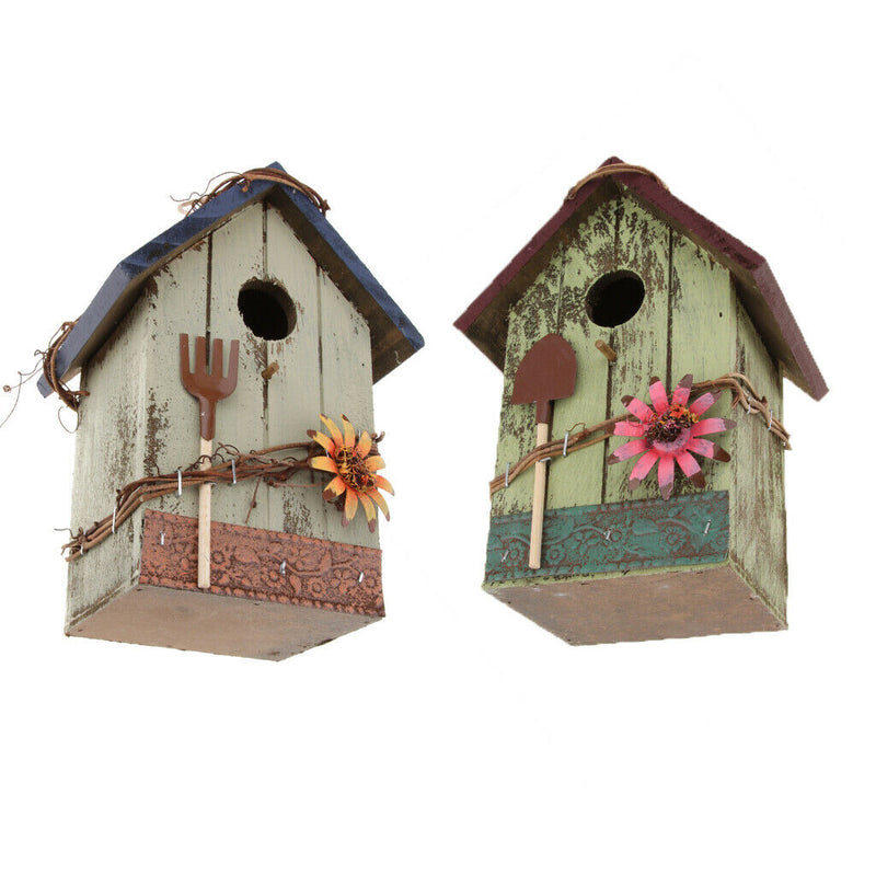 2 Pcs Warm Wooden Bird House Garden Nursery Hanging Decor Decorative Birds Nest