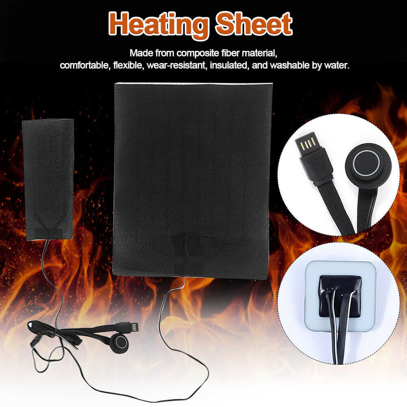 Vest Jacket Composite Fiber Safety Fast Heating USB Charging Warm Paste Pads