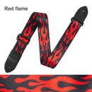 Leather Folk Guitar Strap Adjustable Belt Musical Instrument Parts (Flame) A