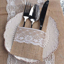 50 pcs Natural Jute Cutlery Knives and Forks Cutlery Set Silverware Bag Hol Z8D3