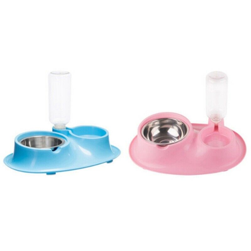 Pet Stainless Steel Dog Cat Bowl Pet Basin Automatic Water Feeding Two Bowl