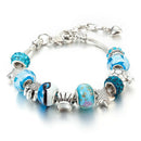 Ocean Shell Blue Crystal Beads Chain Bangle Bracelet Women Girl Charm Jewelry  Z