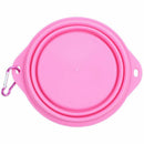 Pet Dog Folding Dish Bowl Travel Portable Water Feeding Feeder buckle Pink