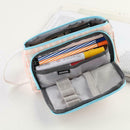 Simple Canvas Lattice Large Capacity Stationery Bag Cosmetic Package (D) A