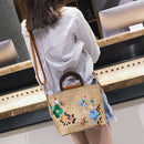New Straw Bag Female Shoulder Versatile Handbag Embroidery Woven Bucket Bag