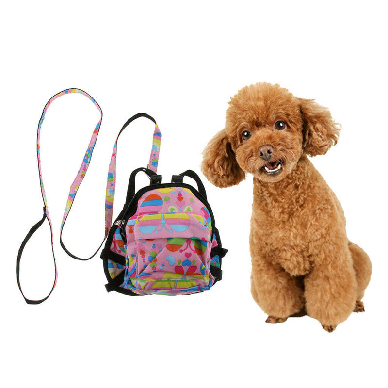 Small Dog Self Mini Carrier Back Pack Pocket Saddle Bags w/ Training Lead Leash