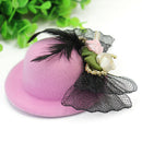 Pink Xmas Cocktail Party Wedding Feather Mini Top Hat Bow Fascinator Hair Clip