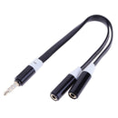 2 in 1 Metal 3.5mm To 3.5mm Wire Splitter AUX Audio Flat Cable Cord(Black)