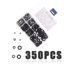 350Pcs M2/M2.5/M3/M4/M5/M6/M8 Black Nylon Flat Washer Assortment Kit JR