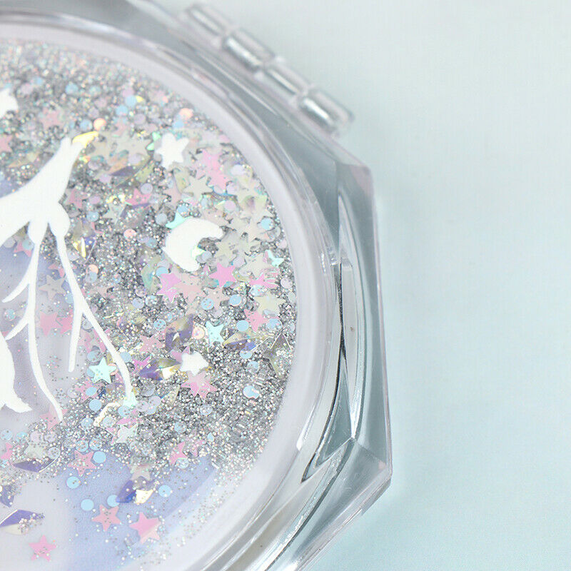 Mini Makeup Mirror Drift Sand Portable Cosmetic Folding Compact Pocket JC3C