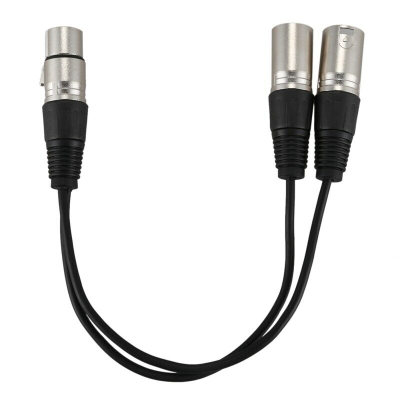 New 3pin XLR FEMALE jack to dual 2 MALE plug Y SPLITTER cable adaptor 1 ft