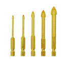 5Pcs Ceramic Tile Glass Drill Bits 1/4" Hex Shank Set for Chucks Bit Holder