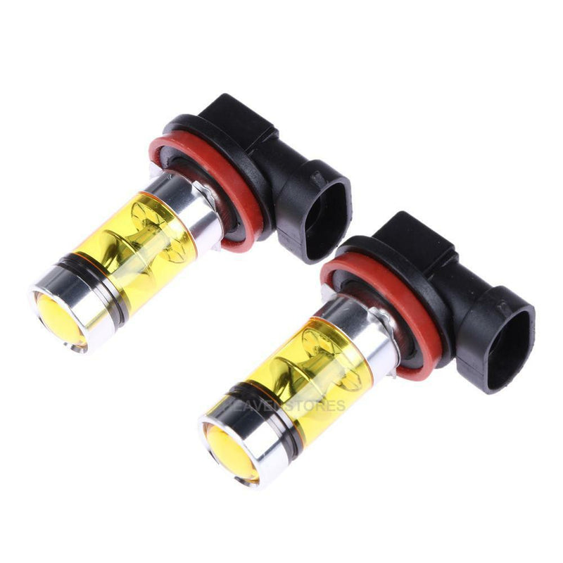 2 X High Power Led Lights 100W H8 H11 Yellow Fog Light 2828 20LED Headlight Lamp