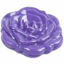 Rose Pattern Round Shaped Two Side Folding Metal Cosmetic Mirror Purple D9K3