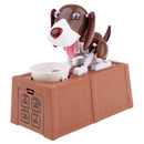 Brown & White Dog Eating Coins Machine Piggy Bank Money Saving Box Container
