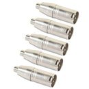 5pcs Metal XLR 3 Pin Male to RCA Female Audio Jack Adapter Plug Connector